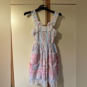 Pastel Pink & Blue Ruffle-Strap Mini Dress